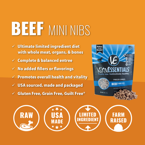 Vital Essentials Freeze-Dried Raw Beef Entrée Mini Nibs Dog Food