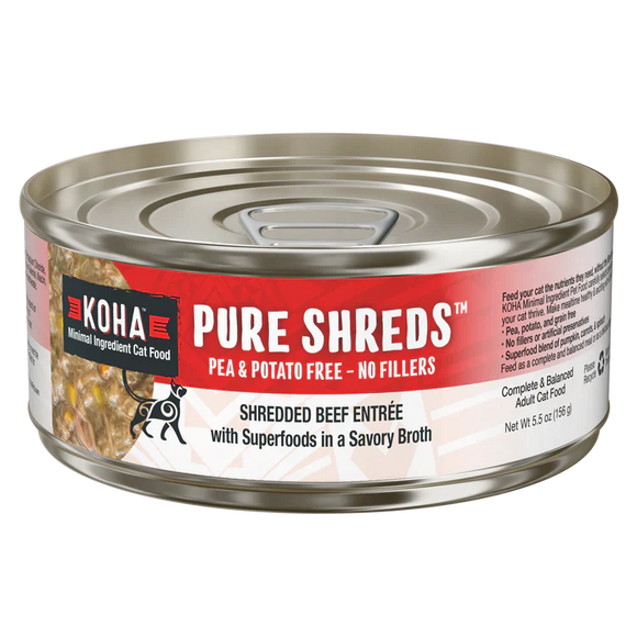 Koha Pure Shreds Beef Entree Canned Cat Food