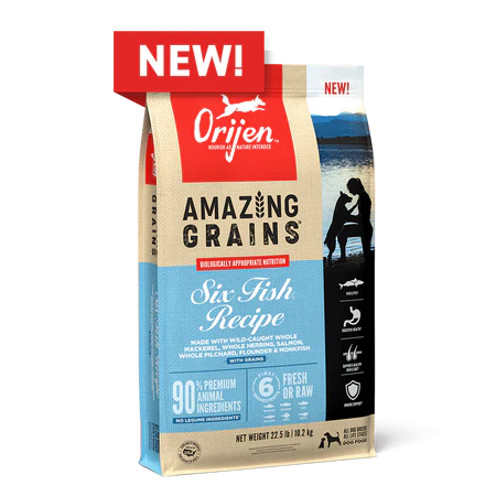 ORIJEN Amazing Grains Six Fish High Protein Dry Dog Food