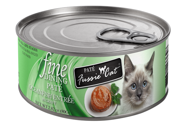 Fussie Cat Fine Dining - Pate - Oceanfish Entree in gravy Canned Cat Food (2.82 oz (80g) cans)