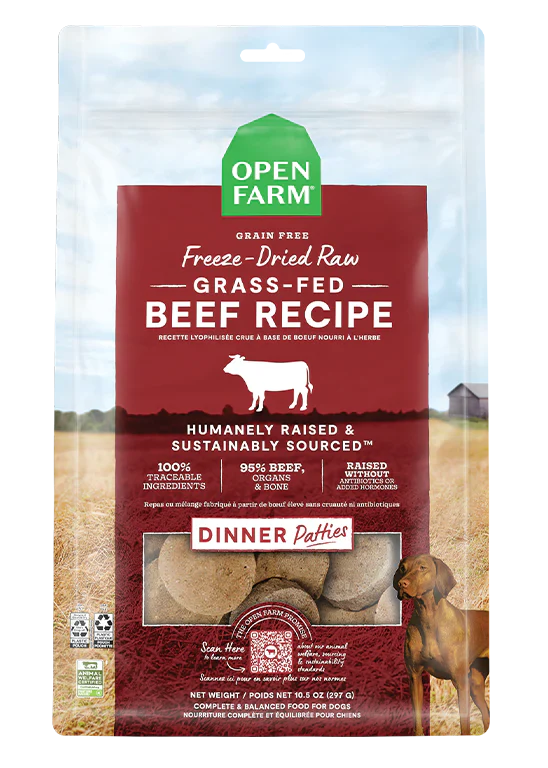 Open Farm Grass-Fed Beef Freeze Dried Raw Patties for Dogs