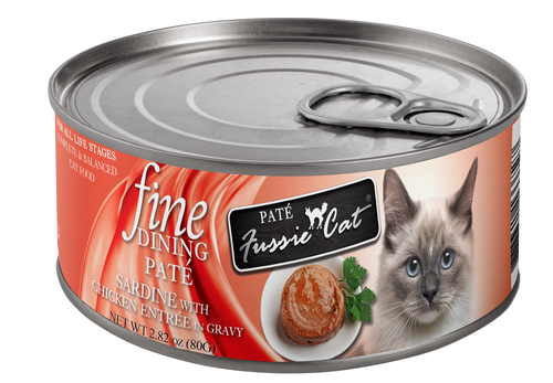 Fussie Cat Fine Dining Pate Sardine with Chicken Entree in Gravy Canned Cat Food (2.82 oz / 80g Can)