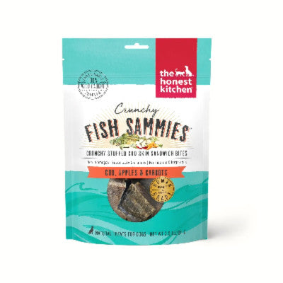 The Honest Kitchen Crunchy Fish Sammies Cod Stuffed with Pears & Blueberries Natural Dog Treats