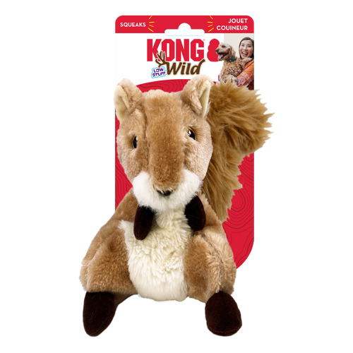 Kong Wild Low Stuff Creatures Dog Toy Squirrel Medium