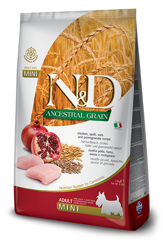 Farmina N&D Natural & Delicious Low Grain Mini Adult Chicken & Pomegranate Dry Dog Food