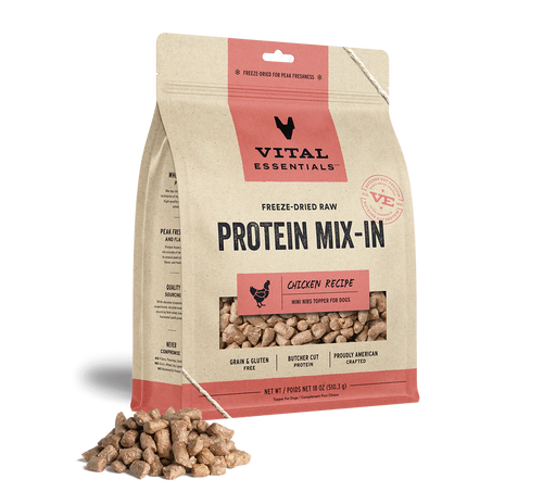 Vital Essentials Freeze Dried Raw Protein Mix-In Chicken Recipe Mini Nibs Topper for Dogs