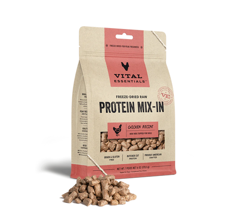 Vital Essentials Freeze Dried Raw Protein Mix-In Chicken Recipe Mini Nibs Topper for Dogs