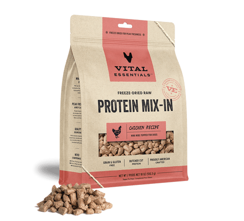 Vital Essentials Freeze Dried Raw Protein Mix-In Chicken Recipe Mini Nibs Topper for Dogs