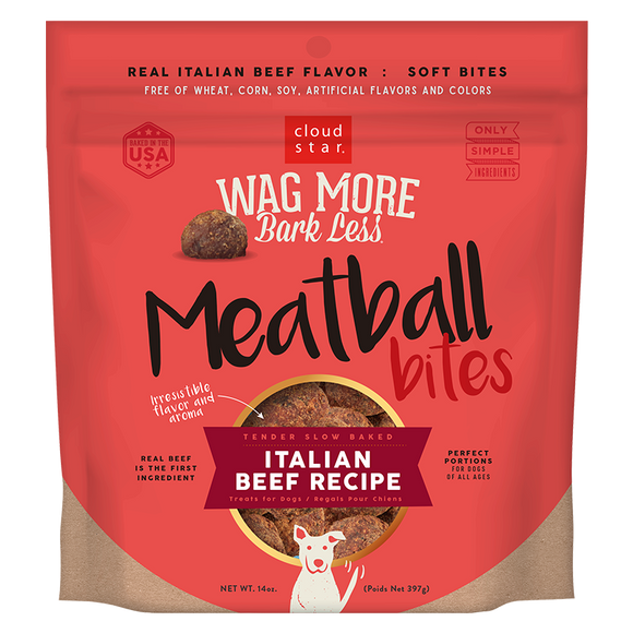 Cloud Star Wag More Bark Less Meatballs: Beef Dog Treats