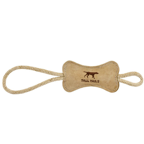 Tall Tails Natural Leather Bone Tug Toy