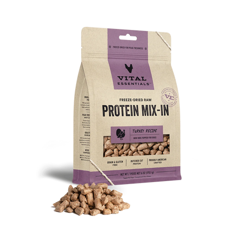 Vital Essentials Freeze Dried Raw Protein Mix-In Turkey Recipe Mini Nibs Topper for Dogs