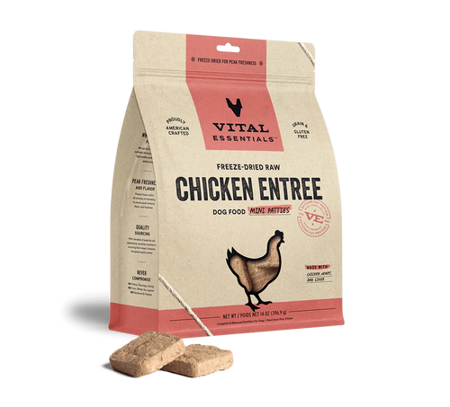 Vital Essentials Freeze-Dried Raw Chicken Entrée Mini Patties Dog Food